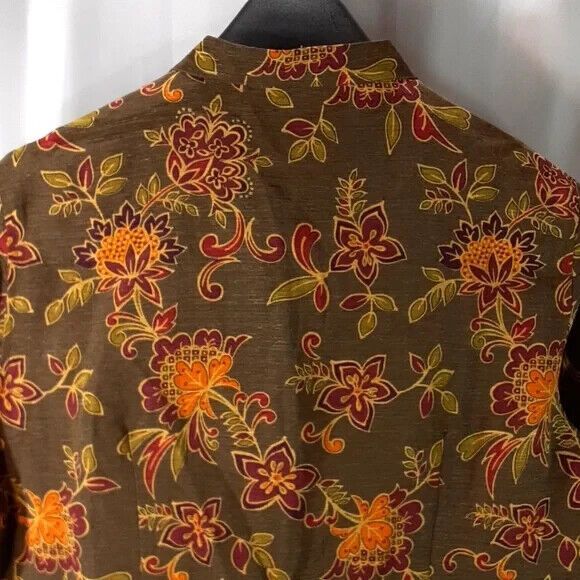 Nomadic Traders size large silk linen floral boxy 3/4 sleeve button front - Picture 7 of 11